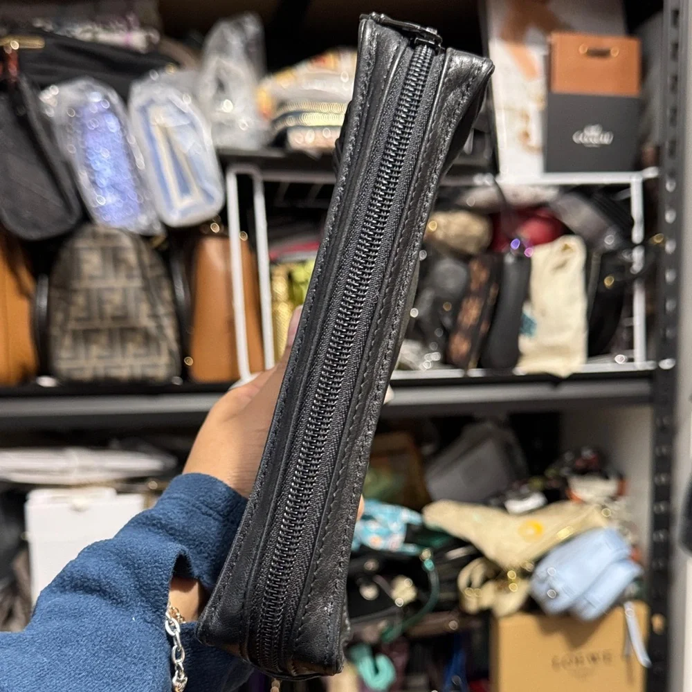 Tumi Black Leather Toiletry Bag